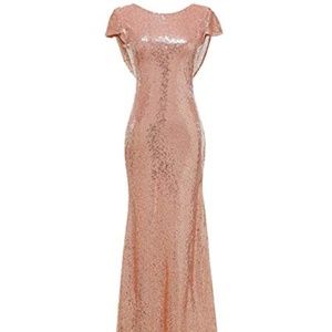 Womens Mermaid Sequined Long Evening Dress Formal